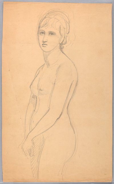 素描，女性裸体站立，1860-70 年 作者 丹尼尔·亨廷顿