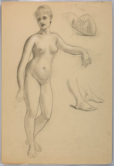 素描，站立的女性裸体，1860-70 年 9 月 作者 丹尼尔·亨廷顿