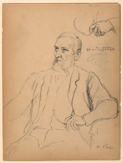 素描，约翰-杰伊-菲尔普斯坐像，S，1863 年 作者 丹尼尔·亨廷顿