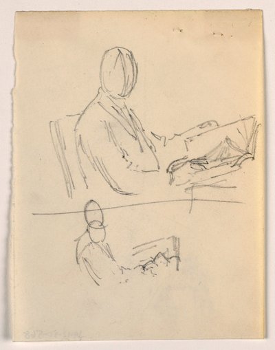 素描，拿着一本书的男子，1879-1886 年 作者 丹尼尔·亨廷顿