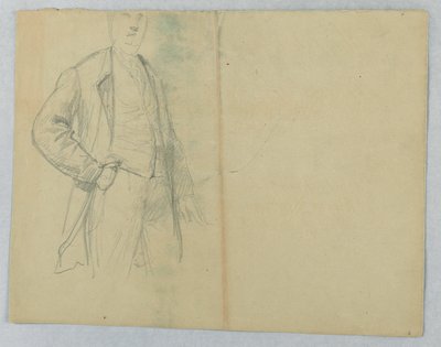 素描，老塞缪尔-沃德先生，手插口袋站立，1880 年 作者 丹尼尔·亨廷顿
