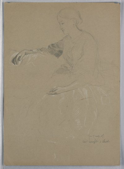 素描，威廉-赖特夫人和孩子，1857 年 作者 丹尼尔·亨廷顿