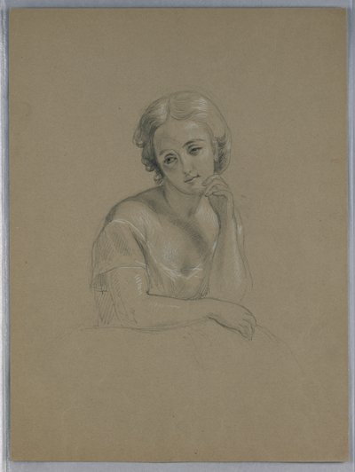 素描，"Marth "的可能研究，1860 年 作者 丹尼尔·亨廷顿