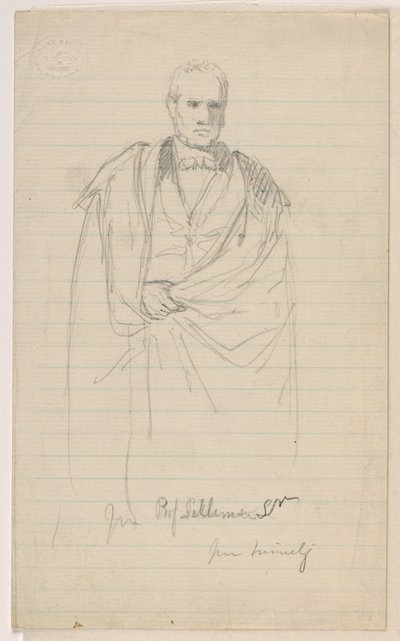 绘画，老本杰明-西利曼教授。站立；左老本杰明-西利曼教授，坐姿，1858 年坐着，1858 年 作者 丹尼尔·亨廷顿