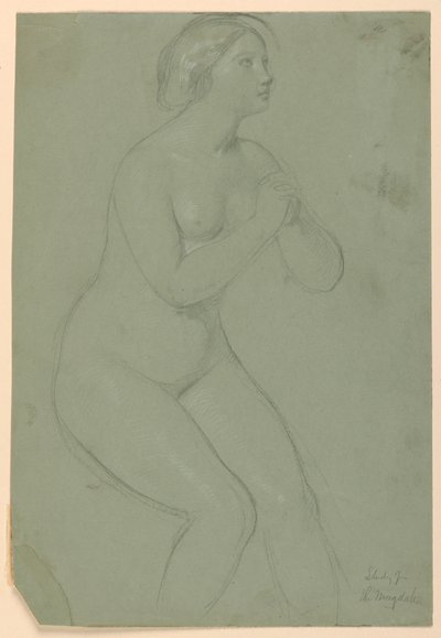 素描，"A Magdalen "研究，F，1852 年 作者 丹尼尔·亨廷顿