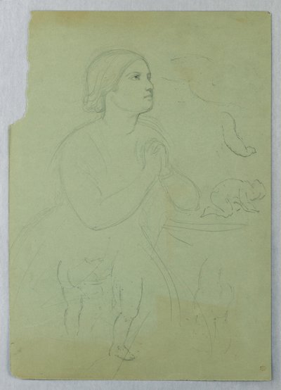 素描，"圣餐 "研究，1845 年 作者 丹尼尔·亨廷顿