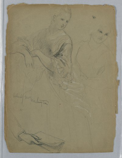 素描，《玛莎-华盛顿招待会》研究，1869 年 作者 丹尼尔·亨廷顿