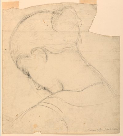 素描，《罗马女孩》研究，女性头部，1841 年 作者 丹尼尔·亨廷顿