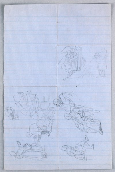 素描，"科学小组 "研究，1858 年 作者 丹尼尔·亨廷顿