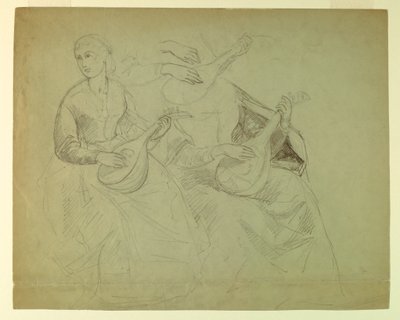 素描，《提香展示》研究，1871-72 年 作者 丹尼尔·亨廷顿