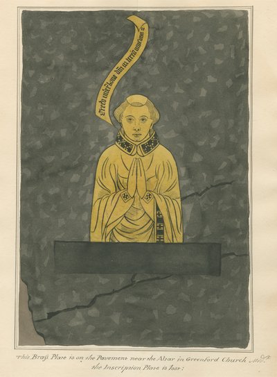 黄铜板，来自格林福德教堂，身份不明 作者 丹尼尔·莱森斯