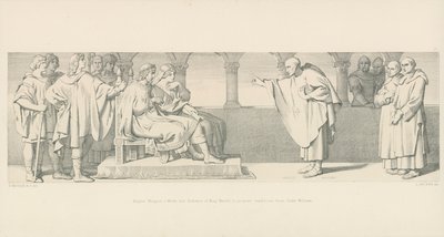 僧侣Hugues Maigrot拥有哈罗德国王的观众，为威廉公爵提出条件 作者 Daniel Maclise