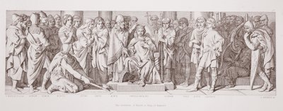 哈罗德作为英格兰国王的加冕，来自“诺曼征服的故事”，由L. Gruner刻，1866年 作者 Daniel Maclise