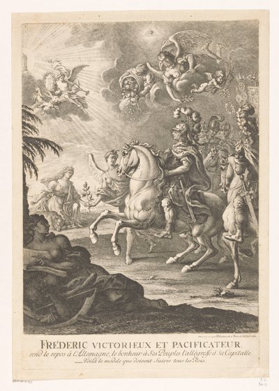 腓特烈大帝骑马的寓意表现
Fréderic victorieux et pacificateur（......）（物品上的标题） 作者 丹尼尔·尼古拉斯·肖多维奇