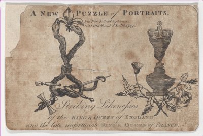 英格兰和法国国王和皇后的拼图画像，1794年。 作者 丹尼尔·奥姆