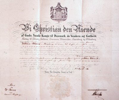 丹麦克里斯蒂安九世（Christian IX）签署的专利，任命威廉·凯西克（William Keswick）为中国香港的丹麦领事，1880年 作者 丹麦学校
