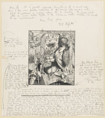 St Cecilia The Moxon Tennyson，c.1857（木版画和铅笔在纸上） 作者 但丁·加布里埃尔·查尔斯·罗塞蒂