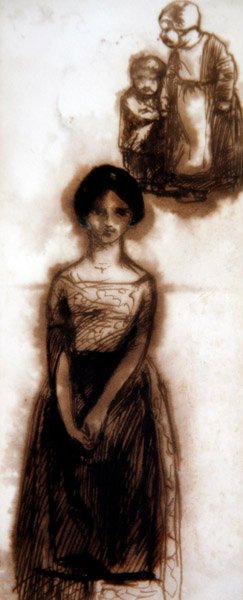 一个女孩的研究，约1840年（纸上深褐色墨水） 作者 但丁·加布里埃尔·查尔斯·罗塞蒂