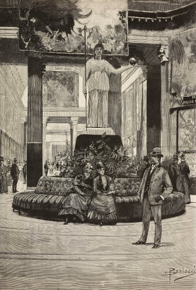 织物和蕾丝博览会，Rotonda and Fabrics Gallery，罗马，意大利，雕刻自 Dante Paolocci 的绘画，来自 L