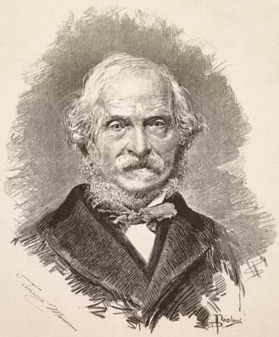 意大利政治家和作家泰伦齐奥-马米亚尼（Terenzio Mamiani，1799-1885 年）的肖像，根据但丁-保洛奇（Dante Paolocci）的绘画和德拉-瓦莱（Della Valle）的照片雕刻而成，摘自《意大利画报》第 12 年第 22 期，5 月 31 日 作者 Dante Paolocci