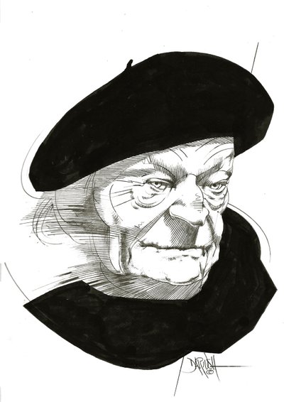 Giuseppe Ungaretti，2024 年（数字增强铅笔画） 作者 达里乌什·拉德普尔