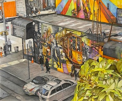 鸟瞰，2022 年（纸上铅笔） 作者 达雷尔·温杰克