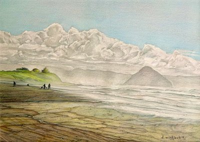加利福尼亚海岸线，2017（纸上铅笔、墨水和丙烯颜料） 作者 达雷尔·温杰克