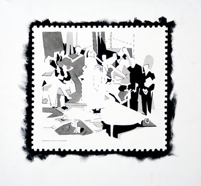 潘的盛宴》（邮票研究），2019 年（纸本水墨） 作者 达伦·科菲尔德