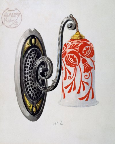 南锡道姆兄弟制造的2号新艺术风格壁灯模型，水粉画，法国，20世纪 作者 道姆·弗雷斯（Daum Freres）