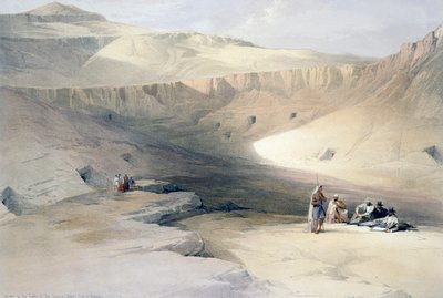 底比斯国王陵墓的入口，根据大卫-罗伯茨（1796-1864）的绘图雕刻，来自埃及和努比亚。 作者 大卫（后）罗伯茨