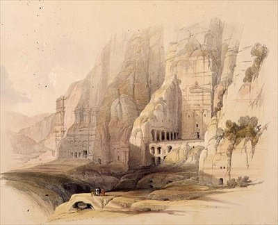 佩特拉的出土建筑，1839年3月7日，板块103来自《圣地》第三卷，由路易斯-哈格（1806-85）雕刻，出版。1849年（石印） 作者 David (after) Roberts