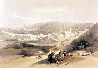 希伯伦，1839年3月18日，图版55出自《圣地》第二卷，由Louis Haghe（1806-85）雕刻出版。1843年（平版）。 作者 David (after) Roberts