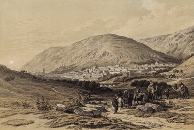 Nablous, the Ancient Shechem (colour litho) 作者 大卫（后）罗伯茨