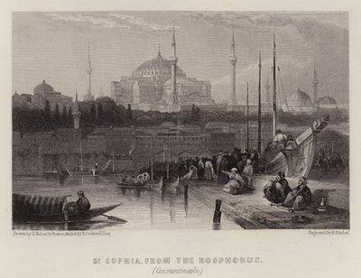 St Sophia, from the Bosphorus, Constantinople (colour litho) 作者 大卫（后）罗伯茨
