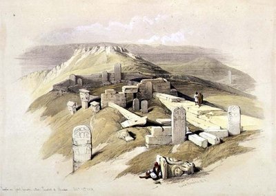 Gebel Garabe上的寺庙，称为Surabit el Khadim，1839年2月17日，板块119来自《圣地》第三卷，由Louis Haghe（1806-85）雕刻，出版。1849年（平版）。 作者 大卫（后）罗伯茨