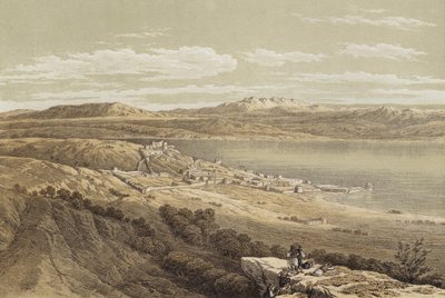 Tiberias looking towards Hermon (colour litho) 作者 大卫（后）罗伯茨
