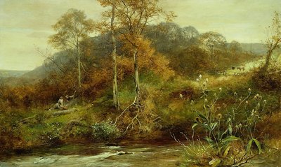 秋天的河景，布鲁克，1889年。 作者 戴维·贝茨