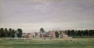 来自绿色公园的白金汉宫，1825年 作者 David Cox