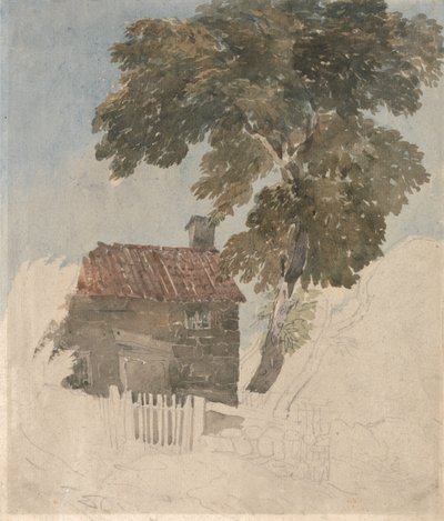 小屋和树木 作者 大卫·考克斯