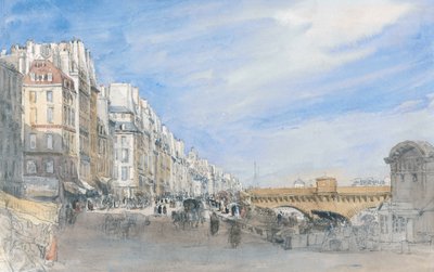 来自巴黎Qu&39;de E&39;Ecole的新桥（Pont Neuf）（铅笔和w - c纸上作品） 作者 大卫·考克斯