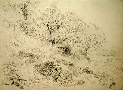 威尔士风景（纸上粉笔画） 作者 大卫·考克斯