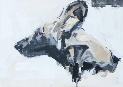非洲野狗肖像，2022 年（丙烯酸画板） 作者 大卫·迈耶