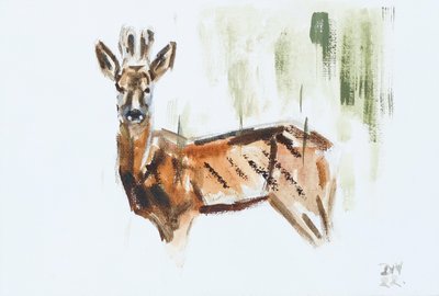 狍子（雄鹿），2022 年（布面油画） 作者 大卫·迈耶
