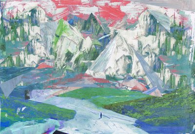 锯齿II, 2017, 木板上的混合媒体 作者 大卫·麦康诺奇