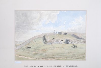 罗马城墙 - 位于Cawfields的英里城堡，1880  -  89年（纸上写着） 作者 大卫·莫斯曼