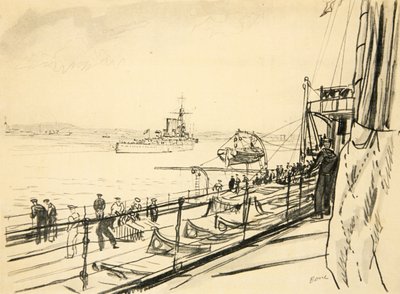来自战舰后甲板，插图选自乡村生活有限公司出版的《西部前线》。 作者 大卫·缪尔黑德·博恩