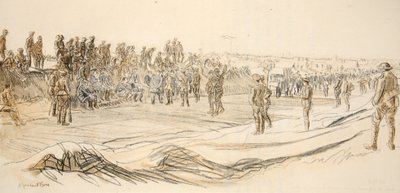 监视德国战俘，插图选自《西线》，乡村生活有限公司出版 作者 大卫·缪尔黑德·博恩
