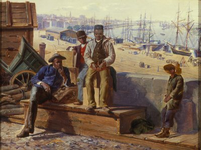 码头边的黑人男孩，约1865年 作者 大卫·诺斯鲁普（David Norslup）