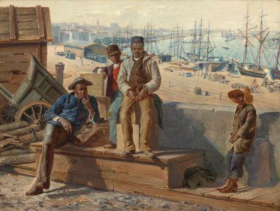 码头边的黑人男孩，约1865年。 作者 大卫·诺斯鲁普（David Norslup）