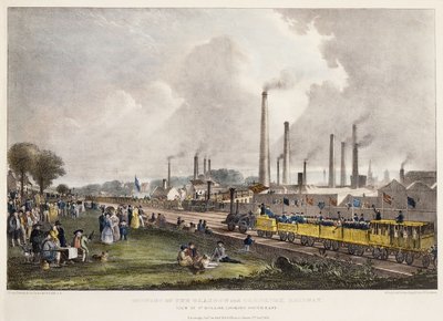在St. Rollox看东南的景色；格拉斯哥和加恩柯克铁路的通车，1832年 作者 大卫·奥克塔维斯·希尔